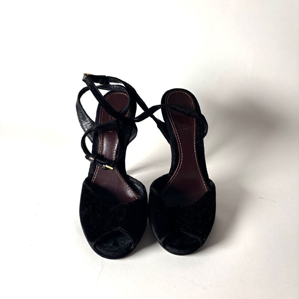 Gucci Tom Ford Era Black Suede Strappy Heels | Y2K Vintage